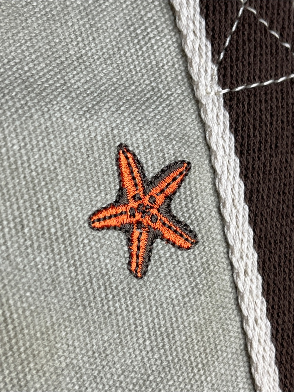 L.L. BEAN VINTAGE SMALL ZIP TOP CANVAS STARFISH EMBROIDERED TOTE LEATHER TRIM - Picture 8 of 16
